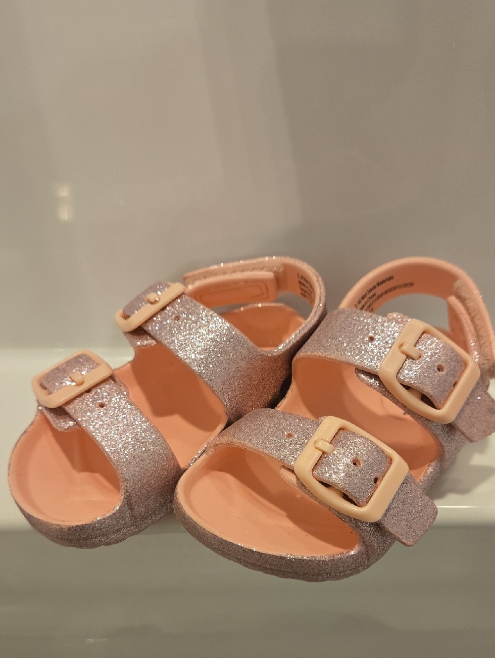 Glittery Pink Kids Sandals with Buckle